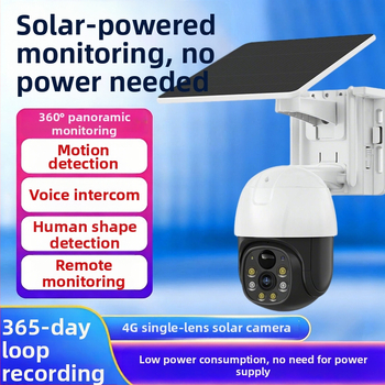 Cameră solară cu WIFI/4G, Viziune nocturnă HD, Audio bidirecțional, Utilizare în exterior, -20 până la 55 °C