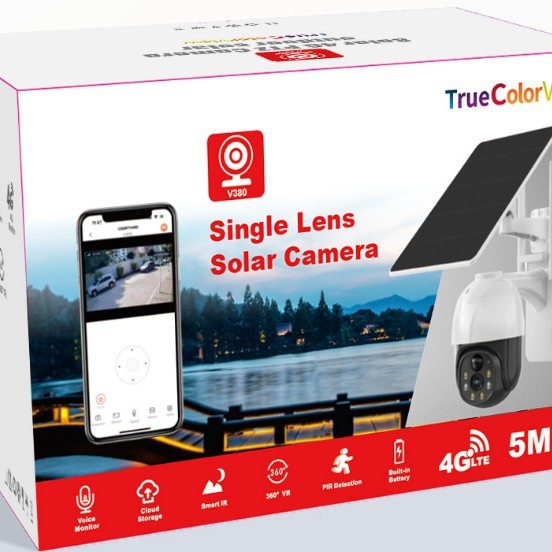 Cameră solară cu WIFI/4G, Viziune nocturnă HD, Audio bidirecțional, Utilizare în exterior, -20 până la 55 °C