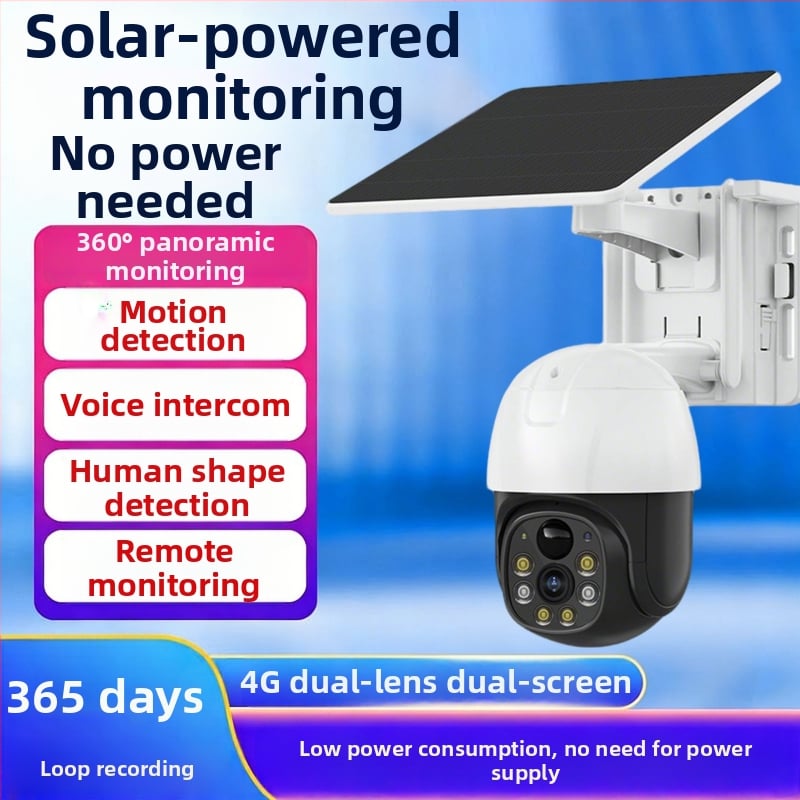 Cameră solară cu WIFI/4G, Viziune nocturnă HD, Audio bidirecțional, Utilizare în exterior, -20 până la 55 °C