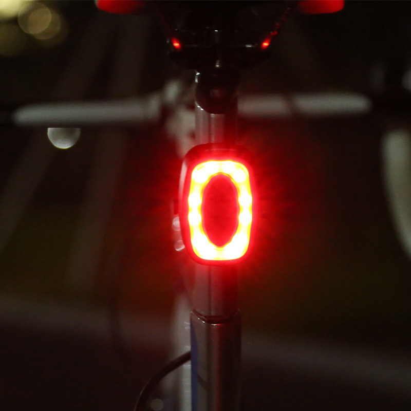 HJ USB újratölthető kerékpár hátsó lámpa éjszakai figyelmeztető villanóval MTB-hez
