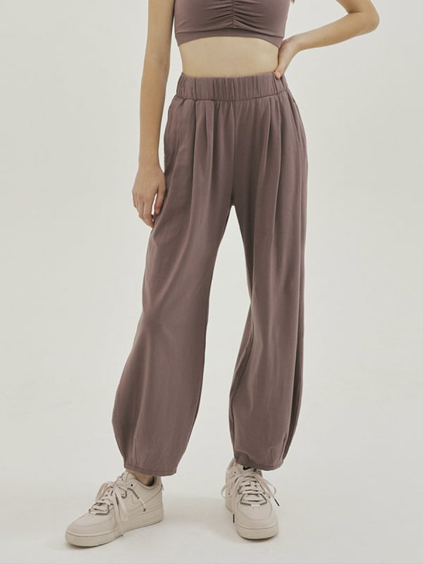 Hlače za jogu s visokim strukom, brzo se suše, kratki kroj, opušten kroj, prozračne, 80% najlonska smjesa