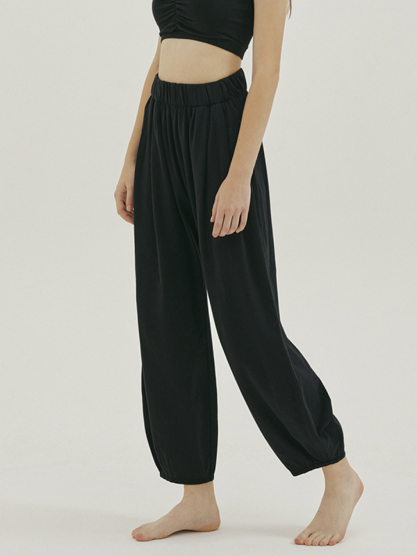 Hlače za jogu s visokim strukom, brzo se suše, kratki kroj, opušten kroj, prozračne, 80% najlonska smjesa