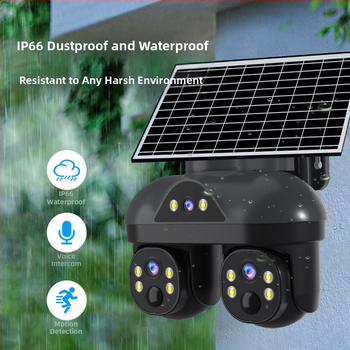 Cameră de securitate solară 5G, cu vizualizare panoramică 360° HD, iluminare minimă 0,00001 lux, SNR > 44 dB, potrivită pentru interior și exterior