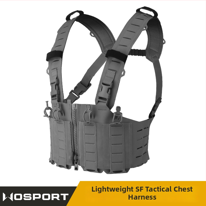 Wosport Chest Rig tactic pentru torace - Material nailon mat, Îmbrăcăminte camuflaj, Unisex adulți, Sporturi de tir