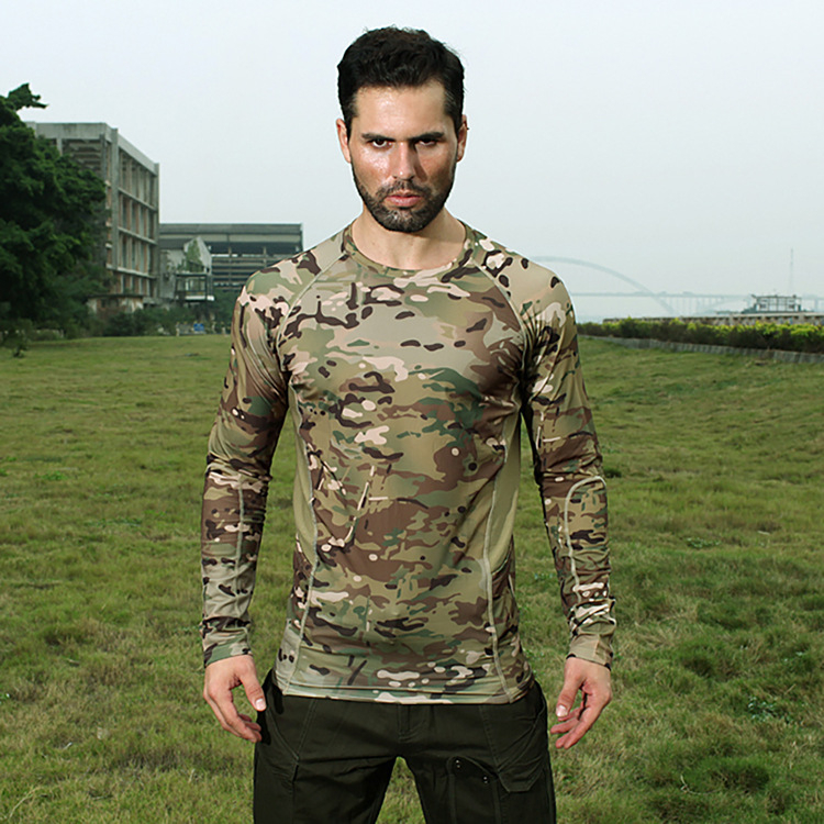 Tricou cu mâneci lungi camuflaj, uscare rapidă, material elastic – respirabil, protecție UV, rezistență la murdărire
