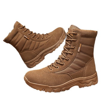 Високи бойни ботуши с горна част от Space кожа, велур и Oxford плат; неплъзгаща се и износоустойчива гумена подметка; универсални за възрастни мъже и жени; подходящи за походи, къмпинг, колоездене, стрелкови спортове и бойни изкуства