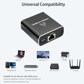 BDXC-1-2-3-4 XIN Gigabit RJ45 mrežni splitter s 4 porta i mapiranjem 1→2 i 3→4, univerzalna kompatibilnost