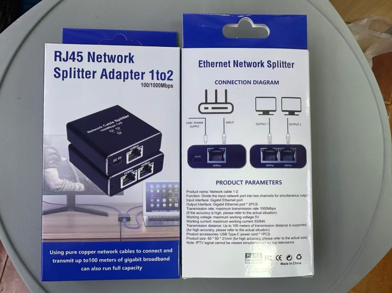 BDXC-1-2-3-4 XIN Gigabit RJ45 mrežni splitter s 4 porta i mapiranjem 1→2 i 3→4, univerzalna kompatibilnost