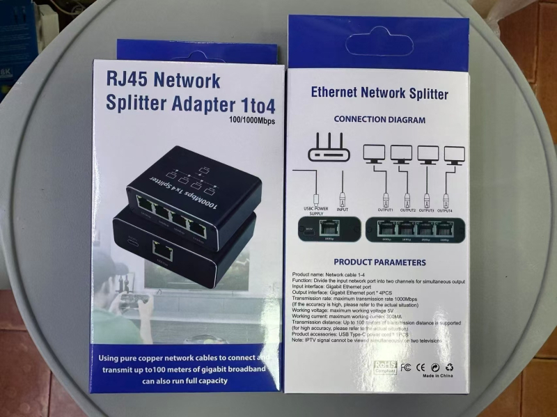 BDXC-1-2-3-4 XIN Gigabit RJ45 mrežni splitter s 4 porta i mapiranjem 1→2 i 3→4, univerzalna kompatibilnost