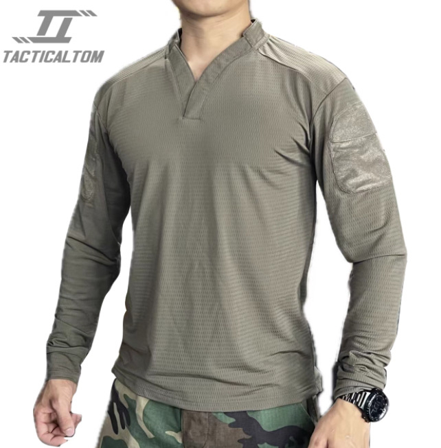 Tricou cu mâneci lungi camuflat, fibră sintetică, respirabil, uscare rapidă, impermeabil, rezistent la vânt, pentru adulți