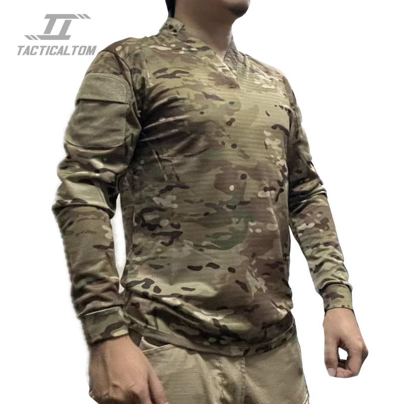 Tricou cu mâneci lungi camuflat, fibră sintetică, respirabil, uscare rapidă, impermeabil, rezistent la vânt, pentru adulți