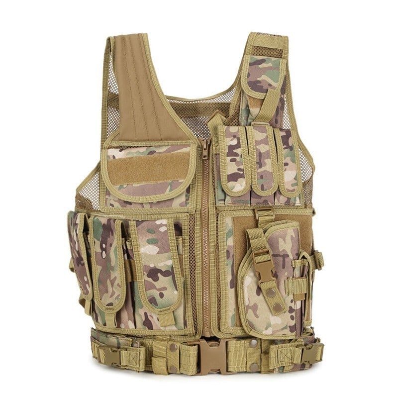 Vesta tactică de exterior cu camuflaj, țesătură Oxford, unisex adulți, uniformă de antrenament pentru tir și arte marțiale, pentru toate anotimpurile