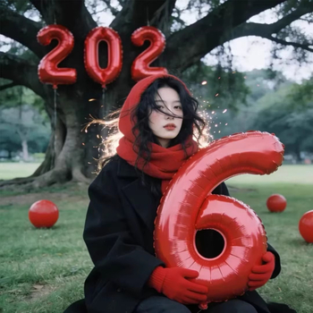 Ръчно държими цифрови числови балони за Нова година 2026 – балон от алуминиево фолио, цифров дизайн, без шарки, без печат на лого