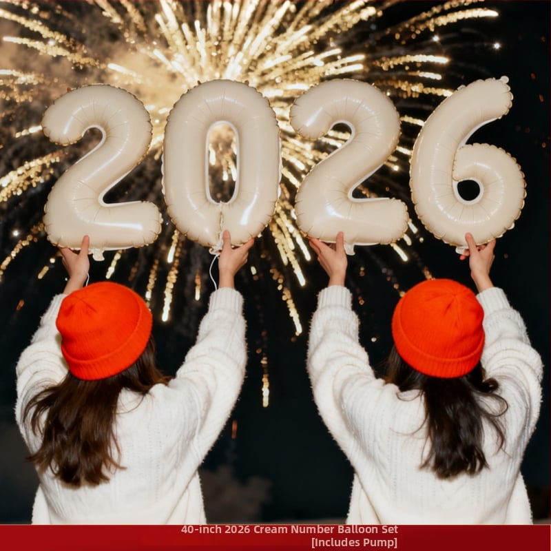 Ръчно държими цифрови числови балони за Нова година 2026 – балон от алуминиево фолио, цифров дизайн, без шарки, без печат на лого