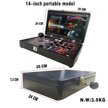 Consolă de jocuri cu ecran HD de 14 inci, arcade dublu, software original de jocuri, OS Linux, stocare 64GB