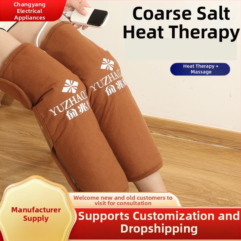 Perna electrică de încălzire pentru genunchi, cu compresie caldă din sare marină, control inteligent al temperaturii, 100W, 220V, 45–65°C, material catifelat cristalin