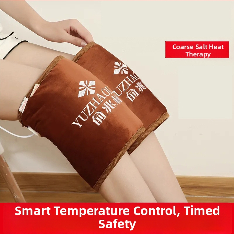 Perna electrică de încălzire pentru genunchi, cu compresie caldă din sare marină, control inteligent al temperaturii, 100W, 220V, 45–65°C, material catifelat cristalin