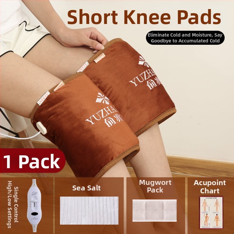 Perna electrică de încălzire pentru genunchi, cu compresie caldă din sare marină, control inteligent al temperaturii, 100W, 220V, 45–65°C, material catifelat cristalin