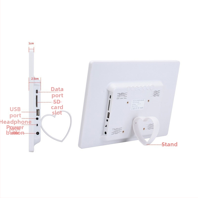 HD digitálny rám fotiek so časovačom zapnutia/vypnutia, displej 1280x800, podpora kariet MS/SD/TF/MMC, prehrávanie hudby a videa, tlač loga OEM