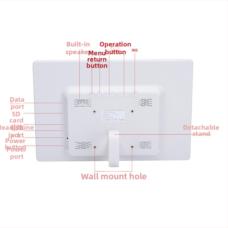 HD digitálny rám fotiek so časovačom zapnutia/vypnutia, displej 1280x800, podpora kariet MS/SD/TF/MMC, prehrávanie hudby a videa, tlač loga OEM