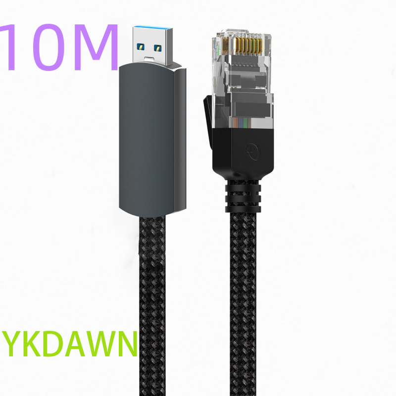 Cablu de rețea USB 3.0 la RJ45 cu carcasă din aliaj de aluminiu și cablu OFC împletit, Gigabit Ethernet (10/100/1000 Mbps), lungimi 2/5/10 m, compatibil cu orice sistem