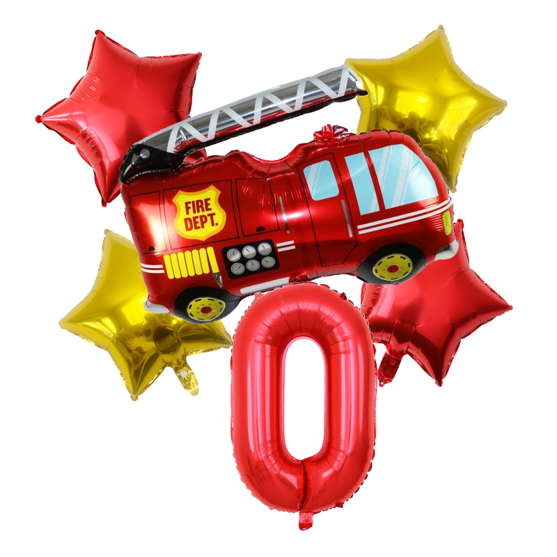 Balon od aluminijske folije u obliku vatrogasnog vozila sa srcem za rođendan; pogodan za zabave, vjenčanja i festivale