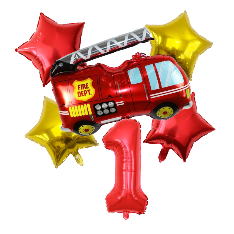 Balon od aluminijske folije u obliku vatrogasnog vozila sa srcem za rođendan; pogodan za zabave, vjenčanja i festivale