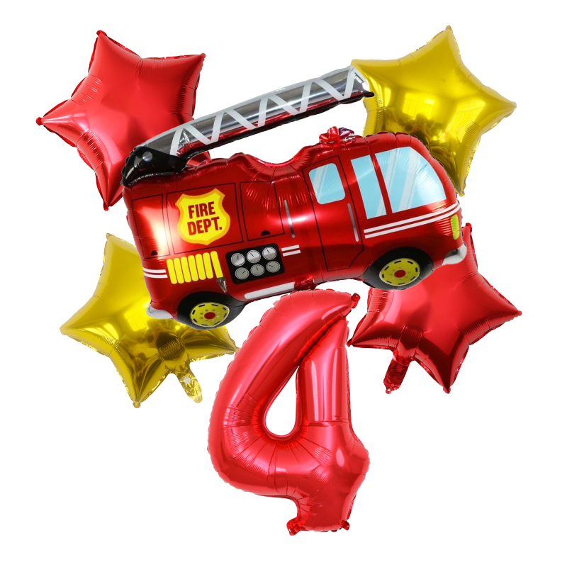 Balon od aluminijske folije u obliku vatrogasnog vozila sa srcem za rođendan; pogodan za zabave, vjenčanja i festivale