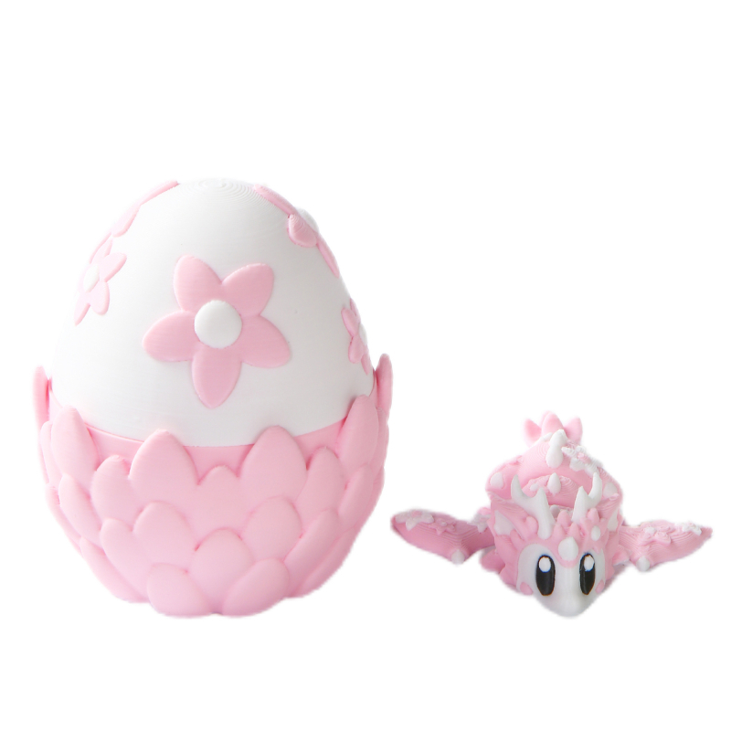 Mini set jaja letećeg zmaja s laticama trešnje - 3D ispisani plastični ukras, moderni umjetnički stil, kalupno oblikovanje