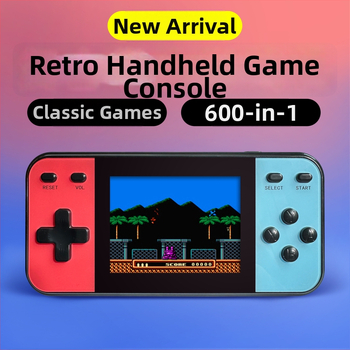 Prenosná herná konzola s 600-in-1 retro puzzle dobrodružstvom, model Q8, vstavaná pamäť, originálny herný softvér, AV výstup