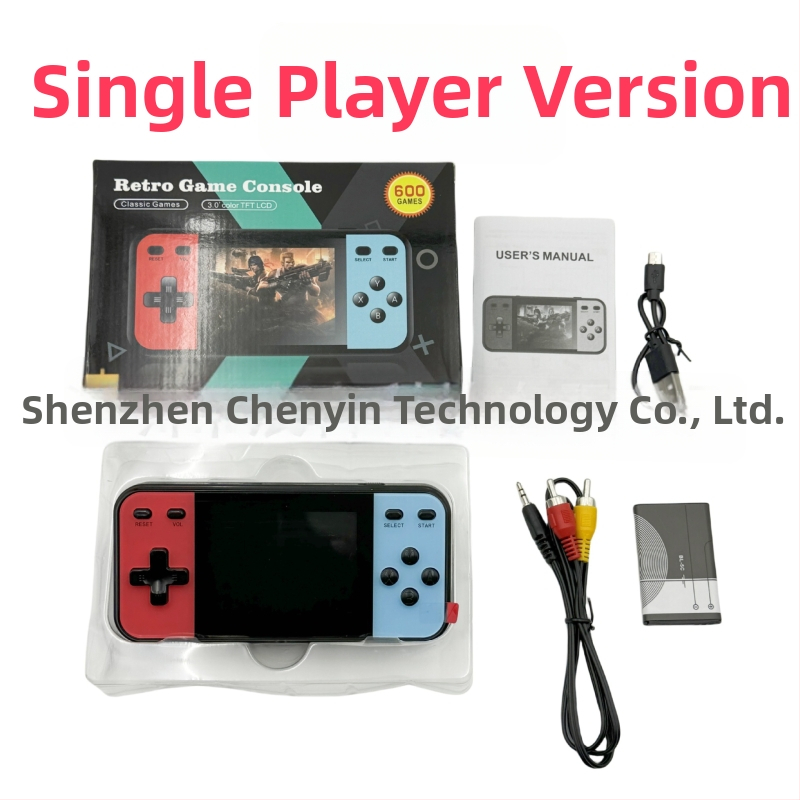 Prenosná herná konzola s 600-in-1 retro puzzle dobrodružstvom, model Q8, vstavaná pamäť, originálny herný softvér, AV výstup