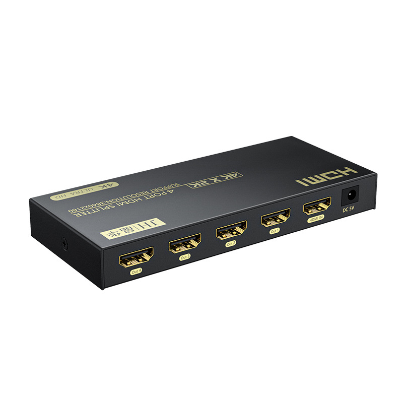 HDMI splitter cu 4 porturi F131 de la JH Jinghua — 4K60Hz, distribuție 1 la 4, gestionare alimentare