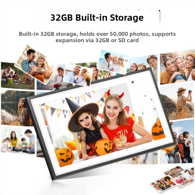 Frameo/Uhale cloud Wi‑Fi digitálny rám, 32GB úložisko, SD/USB podpora, Full HD 1920×1080 displej, bezdrôtový prenos fotografií/videa cez mobilnú aplikáciu, prehrávanie videí