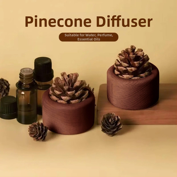 Drveni difuzor s borovom šiškom, bez otvorenog plamena, za stolnu i automobil