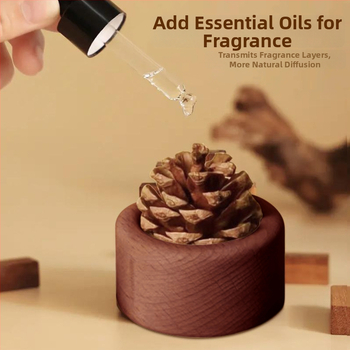 Drveni difuzor s borovom šiškom, bez otvorenog plamena, za stolnu i automobil