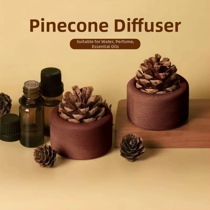 Drveni difuzor s borovom šiškom, bez otvorenog plamena, za stolnu i automobil