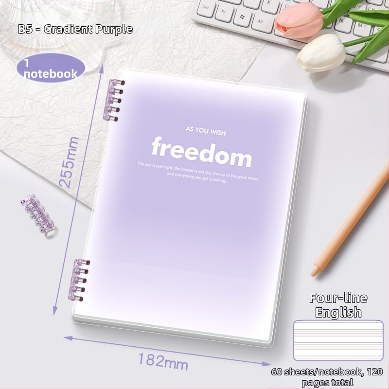 Бележник с пръстеновидно подвързване, PP обложка, хартия Offset двойна, 70 g/m², 100–200 страници