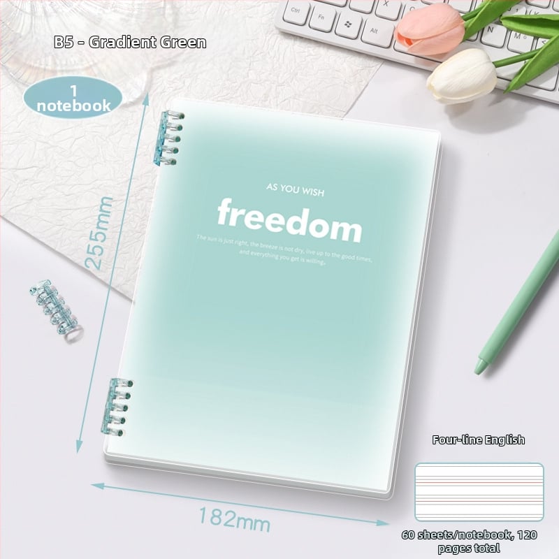 Бележник с пръстеновидно подвързване, PP обложка, хартия Offset двойна, 70 g/m², 100–200 страници