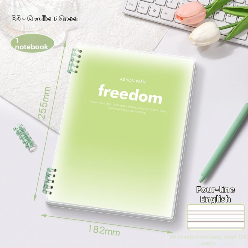 Бележник с пръстеновидно подвързване, PP обложка, хартия Offset двойна, 70 g/m², 100–200 страници