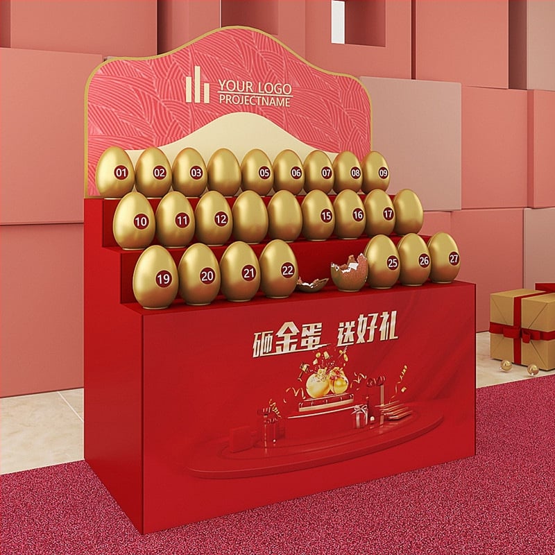 Триетажен държач за златно яйце от неръждаема стомана за лотариен дисплей – стил Японско-Корейски – подаръчна опаковка
