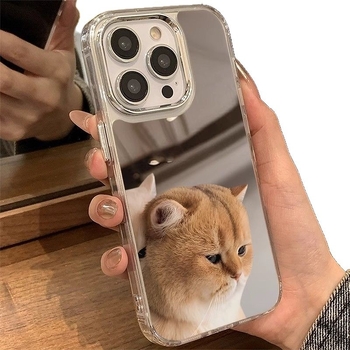 Θήκη iPhone 17 Pro Max με σχέδιο δύο γάτων, καθρέφτης φινίρισμα, σκληρή θήκη, ανθεκτική στην πτώση, δυνατότητα προσαρμογής