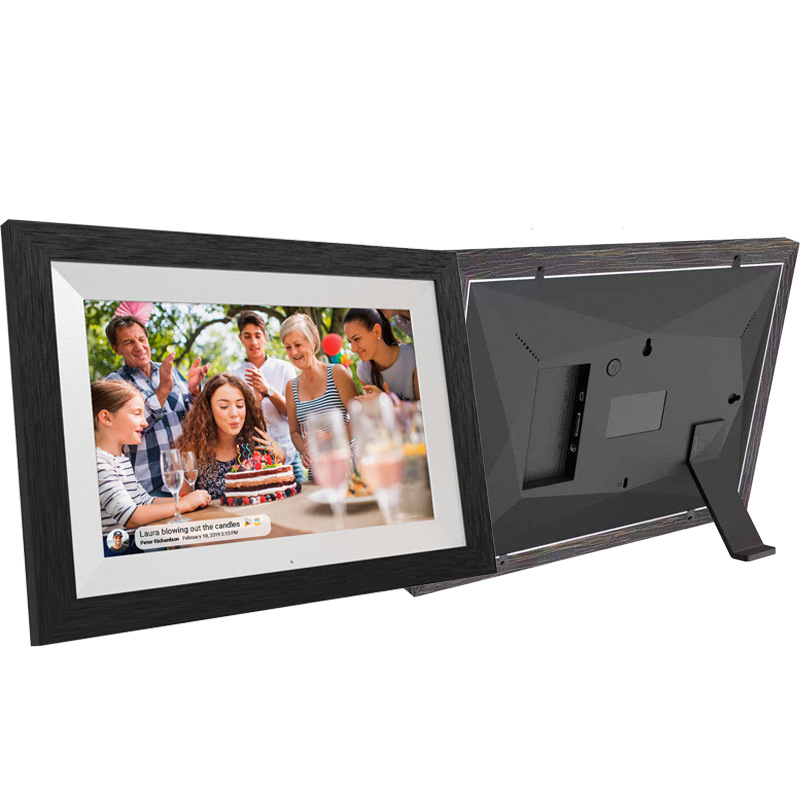 Digitalni okvir za fotografije s Wi-Fi i upravljanjem putem mobilne aplikacije, zaslon 1280x800, 32 GB pohrane, podrška SD kartici, JPEG/PNG/JPG formati, reproducija glazbe i videa