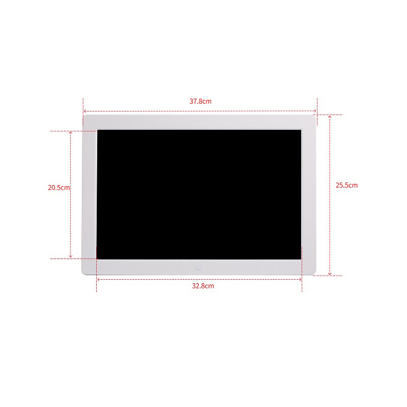Digitalni okvir za fotografije (prikaz glazbe i videa; formati memorijskih kartica MS/SD/TF/MMC; formati slika BMP/JPEG/PNG/JPG/GIF; napajanje: priključeno na mrežu)