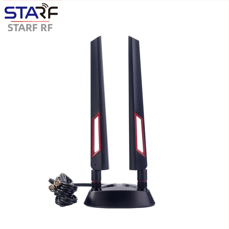 Sklopná anténa WiFi 6E dvojpásmová 2.4G/5G pre router/kartu siete, omnidirekčná, SMA rozhranie (RP-SMA samec), 2 m kábel