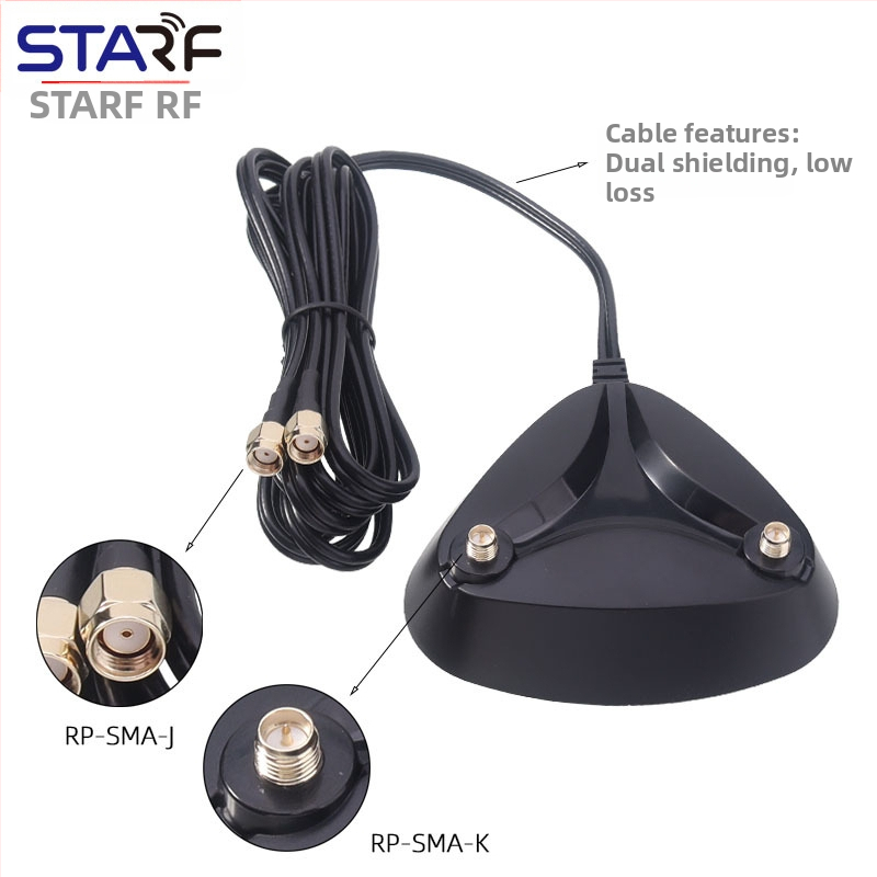 Sklopná anténa WiFi 6E dvojpásmová 2.4G/5G pre router/kartu siete, omnidirekčná, SMA rozhranie (RP-SMA samec), 2 m kábel