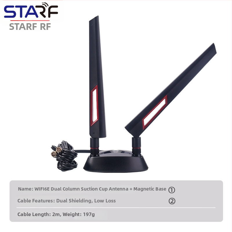 Sklopná anténa WiFi 6E dvojpásmová 2.4G/5G pre router/kartu siete, omnidirekčná, SMA rozhranie (RP-SMA samec), 2 m kábel