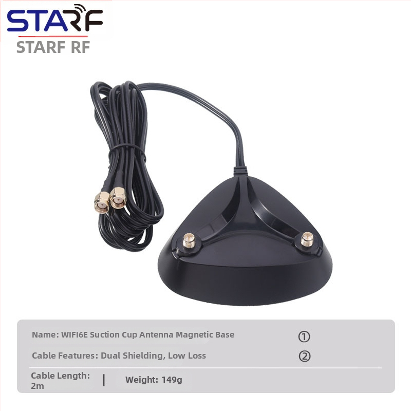 Sklopná anténa WiFi 6E dvojpásmová 2.4G/5G pre router/kartu siete, omnidirekčná, SMA rozhranie (RP-SMA samec), 2 m kábel