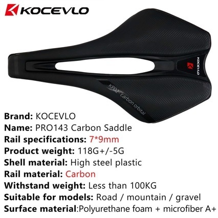 Sjedalo za bicikl KOCEVLO KP02 od karbonskih vlakana – 3D ispisano, ultra lagano, univerzalno