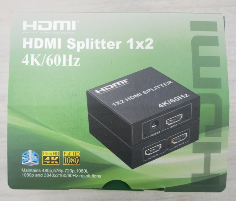 HDMI splitter 1x2, 4K60Hz, mini model, kábel 0,5 m, verzia 2.0
