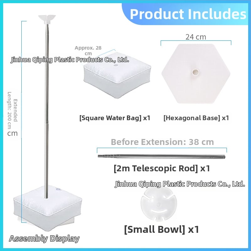 Пластмасова кръгла база за водни чанти с телескопична шестогранна рама и държач за балони за закрити спортни събития